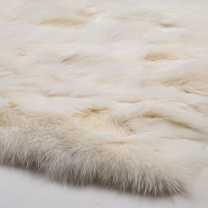 Luxurious fox fur real throw blanket off white natural, plush bedspread & fox fur rug for living room and bed decor, housewarming gift