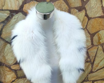 White Fur Collar • Real Fox Fur Collar • Real Fur Scarf • Fur Wrap • Fur Shawl
