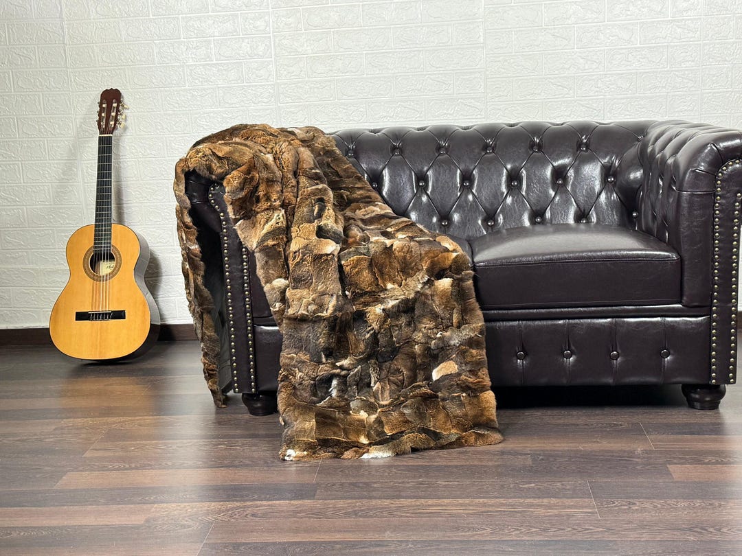 Orange Rabbit Fur Rug Rectangular EXCLUSIVE Real Rex RABBIT FUR Throw • Large Fur Area Rug • Rabbit Fur ...