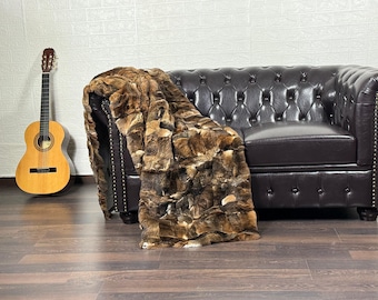 EXCLUSIVE Real Rex RABBIT FUR Throw • Large fur Area Rug • Rabbit Fur Rug • Ethically and Organic Farmed Rabbit Fur • Scandinavian Decor