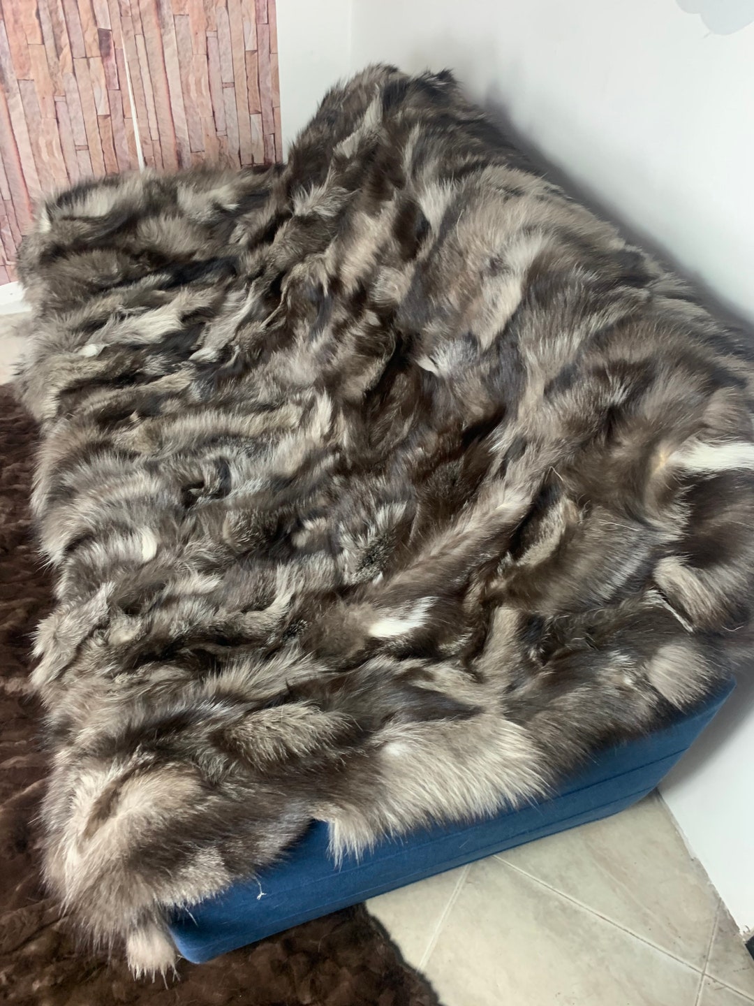 Real Fox Fur Blanket Throw Housewarming Gift Sofa Cover N Etsy