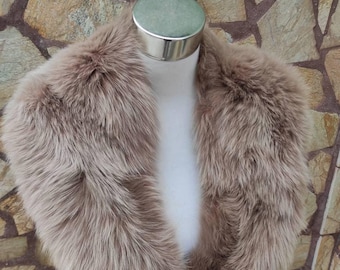 Elegant brown fox fur collar scarf detachable fluffy fur wrap luxury warm fur stole