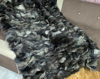 Real Fur Blanket • Personalized Fox Fur Blanket Throw • Handmade Genuine Fur Blanket • Fur Bedspread n Sofa Cover