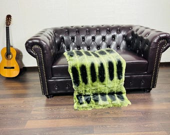 Real Rex Rabbit Green Full Skin Fur Blanket Throw • Personalized  Handmade Fur Sofa Cover n Bedspread • Vintage Rabbit fur Throw Blanket