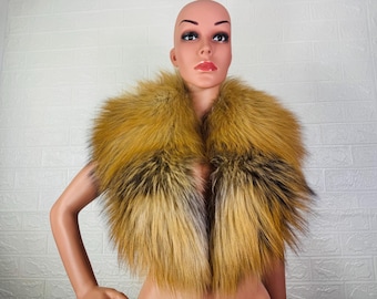 LUXURIOUS Natural Gold FOX FUR Collar Full Skin Pelts • Real Fur Collar • Real Fur Scarf • Fur Wrap • Fur Shawl