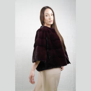 REAL Dark Burgundy MINK Jacket • Mink Coat Women • Short Fur Outerwear • Genuine Mink Fashion • Stylish Winter Layer • Warm Elegant Coat