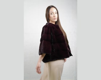REAL Dark Burgundy MINK Jacket • Mink Coat Women • Short Fur Outerwear • Genuine Mink Fashion • Stylish Winter Layer • Warm Elegant Coat