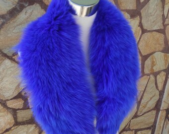 Blue Fur Collar • Real Fox Fur Collar • Real Fur Scarf • Fur Wrap • Fur Shawl