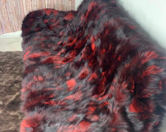 Real Fur Blanket • Personalized Fox Fur Blanket Throw • Handmade Genuine Fur Blanket • Fur Bedspread n Sofa Cover
