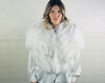 Wedding Bridal fox fur stole, handmade warm fur collar scarf, elegant soft fur shawl for your special day