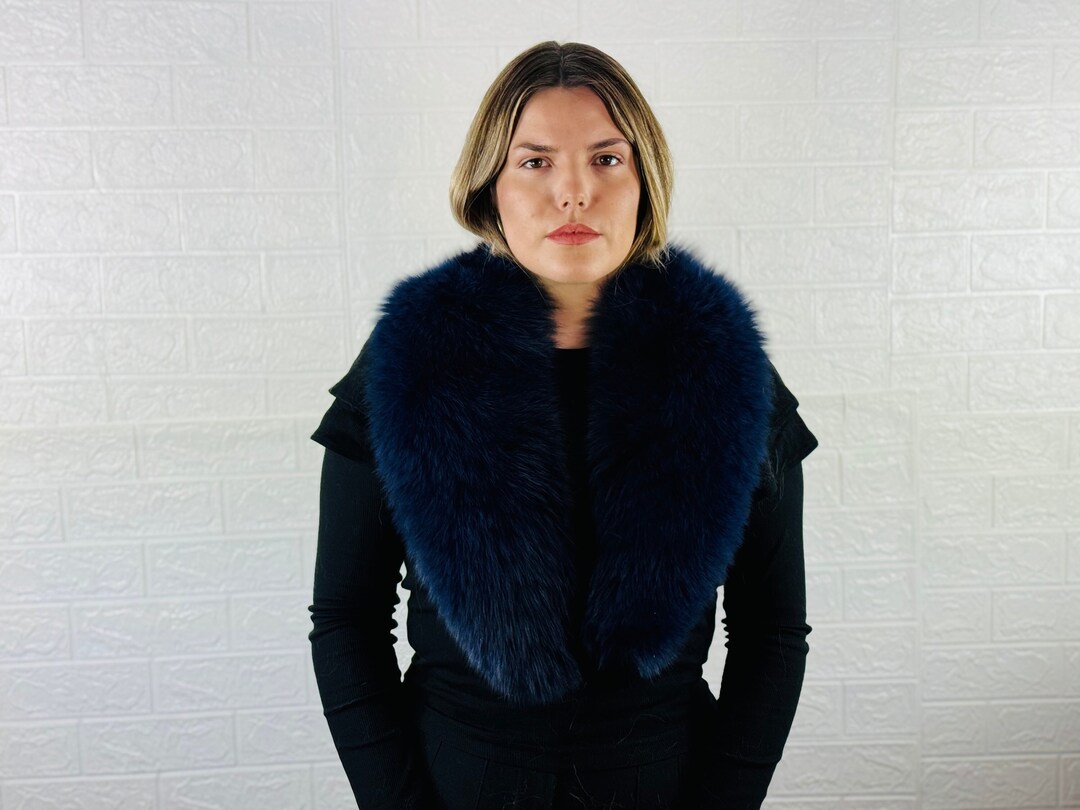 Real Fox Pelt Fur Collar Genuine Fur Collar Blue Real Fur Scarf Fur ...