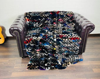 Luxurious Real Rex RABBIT Fur Blanket Throw Colorful Puzzle - Personalized Handcrafted Warm for Home - Organically Farmed Rabbit Fur