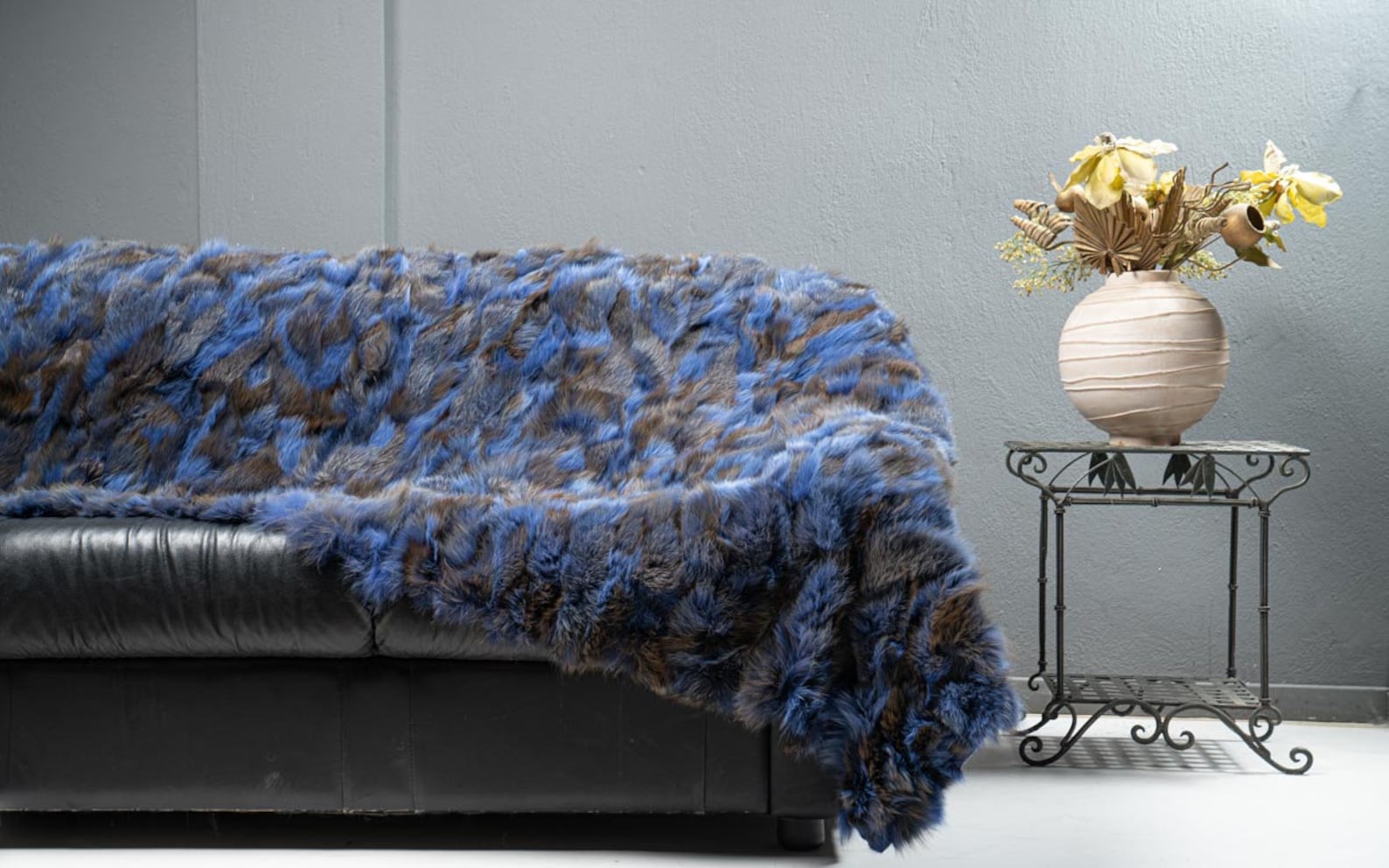 Genuine Fox Fur Blanket In Blue Colour Warm and Super Soft Etsy