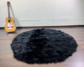 Round Real Fox Fur Throw Blanket | Plush Rug for Sofa, Bed, or Floor Home Decor| Multiple Variation Colors Available