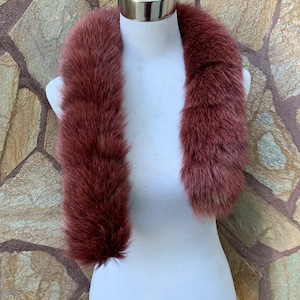 Red Fur trim for hood • Fox Fur Collar Scarf •  Fur Trim for Jacket •  Fox Fur Scarf Collar