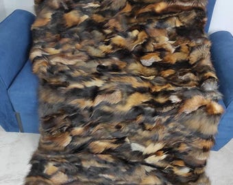 Real Fur Blanket • Personalized Fox Fur Blanket Throw • Handmade Genuine Fur Blanket • Fur Bedspread n Sofa Cover