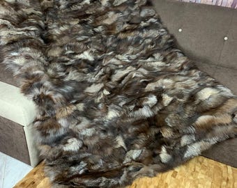 Real Brown Fur Blanket • Personalized Fox Fur Blanket Throw • Handmade Genuine Fur Blanket • Fur Bedspread n Sofa Cover