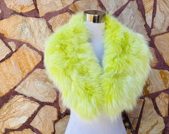 Genuine Real Fox Fur Collar Yellow Detachable - Stylish Statement Piece for Winter Fashion