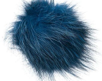 Blue Real Fox Fur Pom Pom Keychain - Handmade Fur Ball Keyrings For Car or House Keys & Bags | Women Accessories For Birthdays Gift