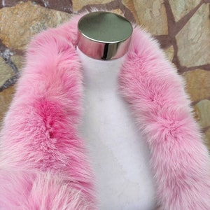 Fur trim for hood, pink fox fur collar, fur collar