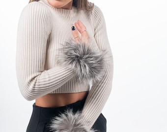 Fur cuffs, fur cuffs for wrists, fox fur cuffs