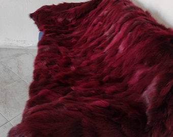 Real Red Fur Blanket • Personalized Fox Fur Blanket Throw • Handmade Genuine Fur Blanket • Fur Bedspread n Sofa Cover