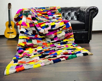Luxurious Real REX RABBIT Fur Blanket Throw Colorful - Personalized Handcrafted Warm for Home - Organically and Ethically Farmed Rabbit Fur