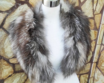 Crystal Fur Collar • Real Fox Fur Collar • Real Fur Scarf • Fur Wrap • Fur Shawl