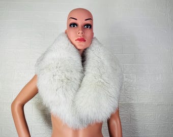 GORGEOUS Natural White FOX FUR Collar • Real Fur Collar • Real Fur Scarf • Fur Wrap • Fur Shawl