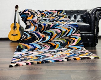 Real Colorful Mink Fur Throw 47x88 in • Personalized Genuine Fur Throw Rug • Handmade Vintage Fur Throw for Living Room n Bedroom