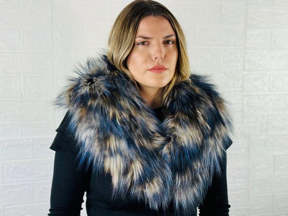 Col En Fourrure Véritable Noir - Accessoire Vintage, Occasion, Pour Manteau Ou Déguisement Chic