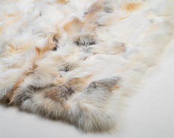 Real Golden Fur Blanket • Personalized Fox Fur Blanket Throw • Handmade Genuine Fur Blanket • Fur Bedspread n Sofa Cover