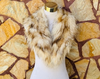 Beige Natural Fur Collar • Real Fox Fur Collar • Real Fur Scarf • Fur Wrap • Fur Shawl