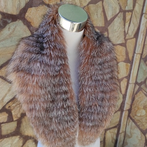 Gorgeous crystal fox fur collar scarf, detachable warm fur stole, elegant soft fur shawl