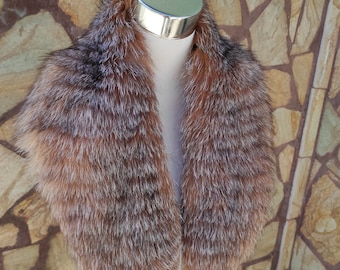 Gorgeous crystal fox fur collar scarf, detachable warm fur stole, elegant soft fur shawl