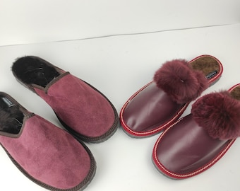 Fur slippers,sheepskin slippers,leather slippers,fur slippers for couple