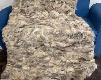 Real Fur Blanket • Personalized Fox Fur Blanket Throw • Handmade Genuine Fur Blanket • Fur Bedspread n Sofa Cover