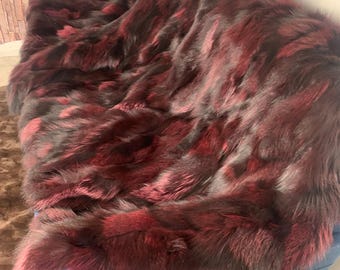 Real Fur Blanket • Personalized Fox Fur Blanket Throw • Handmade Genuine Fur Blanket • Fur Bedspread n Sofa Cover