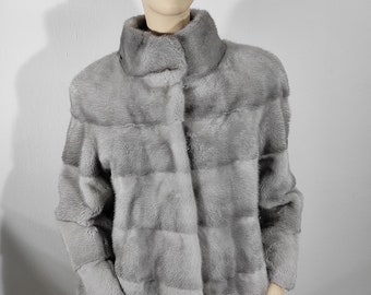 Real Grey Mink Fur Coat for Women • Personalized Mink Fur Jacket • Vintage Fur Coat