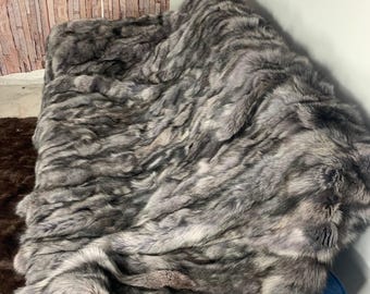 Real Fur Blanket • Personalized Fox Fur Blanket Throw • Handmade Genuine Fur Blanket • Fur Bedspread n Sofa Cover