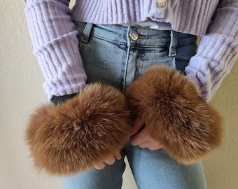 Fur cuffs, fur cuffs for wrists, fox fur cuffs
