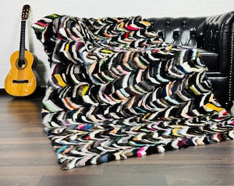 Real Colorful Mink Fur Throw 47x88 in • Personalized Genuine Fur Throw Rug • Handmade Vintage Fur Throw for Living Room n Bedroom