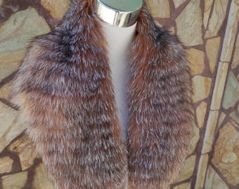Gorgeous crystal fox fur collar scarf, detachable warm fur stole, elegant soft fur shawl