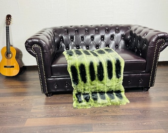 Real Rex Rabbit Green Full Skin Fur Blanket Throw • Personalized  Handmade Fur Sofa Cover n Bedspread • Vintage Rabbit fur Throw Blanket