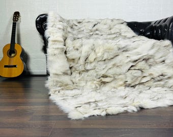 Real Fox Fur Throw • Personalized Genuine Fur Throw Rug • Housewarming Gift • Handmade Vintage Fur Throw for Living Room n Bedroom