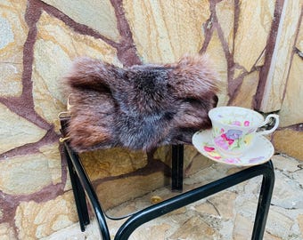 GORGEOUS Crystal Natural Fox Fur Bag - Handcrafted Fashion Accessory - Elegant & Soft Fur Handbag