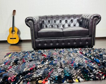 EXCLUSIVE Real Rex RABBIT FUR Throw Colorful Puzzle • Large fur Area Rug • Rabbit Fur Rug • Ethically Farmed Rabbit Fur • Scandinavian Decor