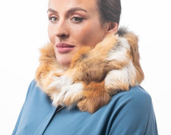 Elegant Real Fox Fur Scarf for Women Red Canadian Natural • Fox Fur Scarf • Real Fur Collar • Genuine Fur Wrap 6*14 in / 15x35 cm