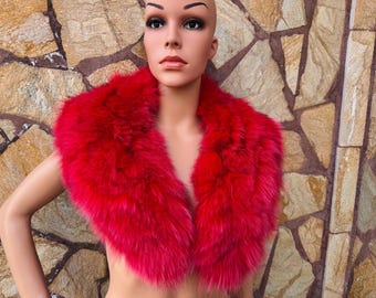 Luxurious Real Red FOX FUR Collar • Handcrafted Winter Fashion Accessory • Real Fur Scarf • Fur Wrap • Fur Shawl