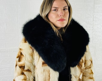 Black Fur Collar + Fur Cuffs FREE Gift • Real Fox Fur Collar • Real Fur Scarf • Fur Wrap • Fur Shawl